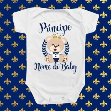 Imagem de Body Roupa Bebê Príncipe Ursinho Urso Com Nome Personalizado Menino - 