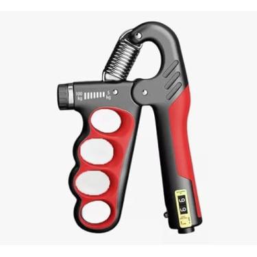 Imagem de Hand Grip 5-100 kg Ajustável com Contador de Ciclos Hergonômico Fortalecedor de Mãos Fisioterapia Musculação Vermelho e Preto