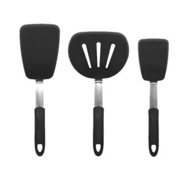 Imagem de Conjunto de espátulas de silicone, espátulas de cozinha resistentes ao calor para panelas antiaderentes, grandes utensílios de cozinha flexíveis e livres de BPA, conjunto de espátulas de borracha para