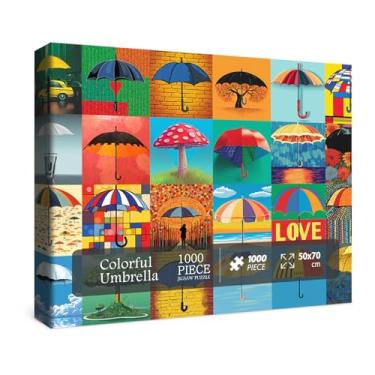 Imagem de Quebra-cabeças de guarda-chuva coloridos de 1000 peças para adultos, quebra-cabeças artísticos, quebra-cabeças de pintura de 1000 peças para adultos, quebra-cabeças de colagem divertidos