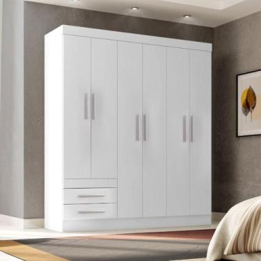 Imagem de Roupeiro Casal Cusco 06 Portas 02 Gavetas Poliman Móveis, Branco Flex