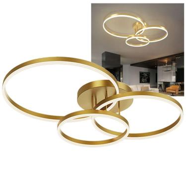 Imagem de Lustre Luminaria 3 Em 1 Aneis Infinito Perfil Led Arco Orbital Iluminaçao Ambiente Moderno