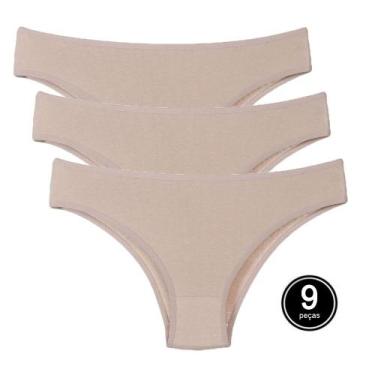 Imagem de Kit 9 Calcinhas Algodao Tanga Bege Conforto A10 - P - QLC SPORT