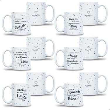 Imagem de kit jogo 6 Caneca Motivacional Atacado Porcelana 300ml 6 Modelo para a