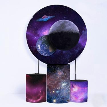 Imagem de Kit Painel de Festa Redondo e Trio de Cilindros Astronauta - Fera Print