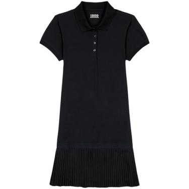 Imagem de IZOD Vestido polo feminino uniforme de manga curta, piquê elástico, cintura baixa, plissado, Azul marino, 11-13