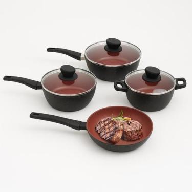 Imagem de Conjunto Panelas Aluminio Antiaderente Tampa Vidro 04 peças - THIKA