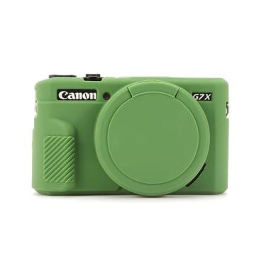 Imagem de Capa para G7X Mark II, capa protetora de silicone macio ultrafina e leve para câmera Canon PowerShot G7X Mark II com capa de lente removível (verde)