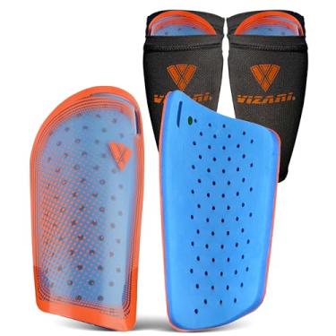 Imagem de Vizari Calcinhas de futebol leves Atletico com manga de compressão para bolso (laranja/azul, médio)