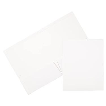 Imagem de Pasta de apresentação brilhante de dois bolsos JAM Paper, Branco, Pack of 6 Folders