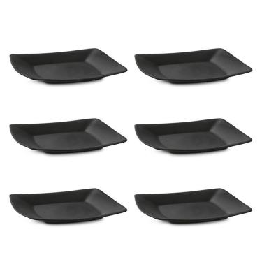 Imagem de Prato Raso Lanche Preto 18cm Plastico Solido BPA Free 6un