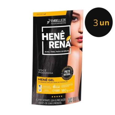 Imagem de KIT C/ 3UN Hene Rena Em Gel 180g Preto Pouch Embelleze - Rená