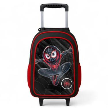 Imagem de Mochila Rodinha Escolar Infantil Masculino Menino Reforçada Aranha Cri