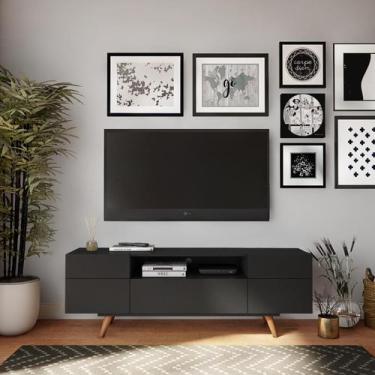 Imagem de Rack Retrô Nice Preto 162 cm - Mobly