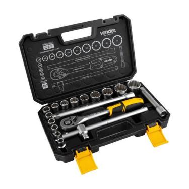 Imagem de Jogo soquetes estriados encaixe 1/2" 10mm a 32mm 18pc vonder