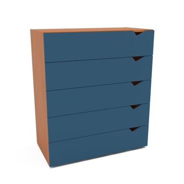 Imagem de Cômoda Porto 5 Gavetas Azul e Freijó