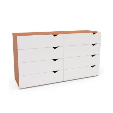 Imagem de Cômoda Porto 8 Gavetas Branca e Freijó