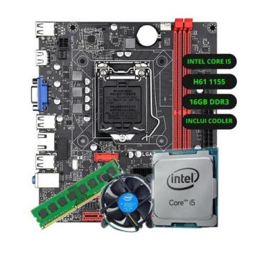 Imagem de Kit Upgrade Intel Core i5 Placa Mãe H61 Memória Ram 16GB DDR3 - Soluçã