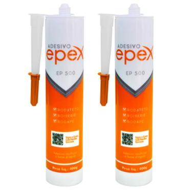 Imagem de Kit 2 Cola Adesivo EP500 Rodateto Rodapé Boiserie 400g Epex