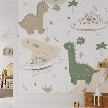 Imagem de Papel de Parede Quarto Infantil Dinossauros Tons Verdes 6m²