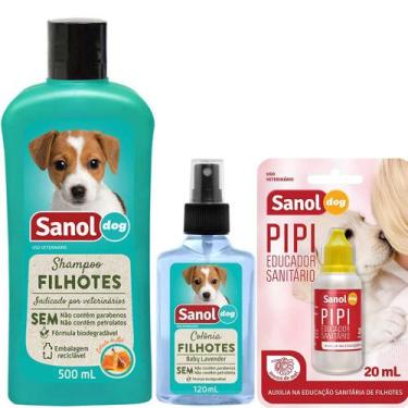 Imagem de Kit Banho cães Filhotes e Atrativo Canino: Shampoo e Perfume cachorro 