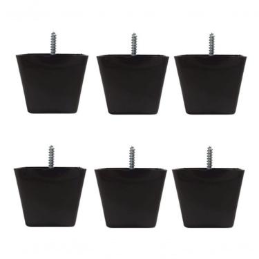 Imagem de Kit 4 Pés Para Sofa Rack Estofados Modelo Cadency Preto Trapézio Alt 6 Cm