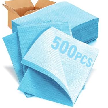 Imagem de LA MIERE Babadores Dentais Com Relevo De Diamante 33 Cm X 45 - Folha Babador Tatuagem À Prova D'Água 3 Camadas Para Salão Beleza (500 Unidades, Azul)