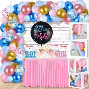 Imagem de FACULX 172 Peças De Decorações Para Revelação Do Sexo Bebê, Kits Guirlanda Arco Balões Rosa E Azul Com 4 Caixas, Cenário Chá Artigos Festa Menino Ou Menina