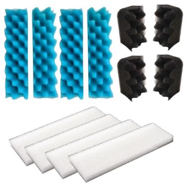 Imagem de Qzbhct Kit de 12 almofadas brancas de espuma azul com filtro preto para aquário compatível com sistemas de filtragem Hagen Fluval 406, 407