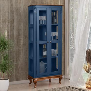 Imagem de Cristaleira 2 Portas Vidro Madeira Versalhes Azul Petróleo