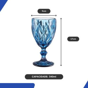 Imagem de Taça Diamante Copo Vidro Grosso Azul 340ml - Class Home