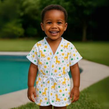 Imagem de Roupão infantil criança praia piscina natação banho confortável macio 