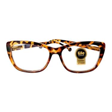 Imagem de Armação Óculos Grau p/Perto Gatinho Tartaruga Para Leitura (+3.25)