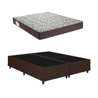 Imagem de Cama Base Box Queen Bipartido Marrom Colchão ISO 150 D45 - Ortobom
