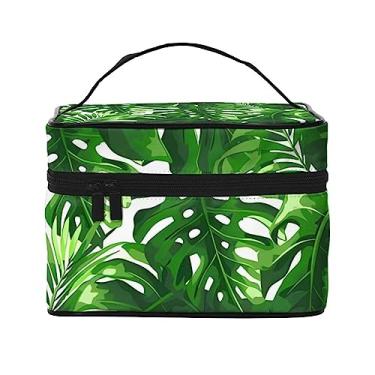 Imagem de QQLADY Monstera Deliciosa Bolsa de Maquiagem Banana Palmeira Grande Bolsa de Maquiagem Organizadora de Cosméticos para Mulheres Bolsa de Maquiagem Lavável Organizador de Maquiagem Bolsa de Higiene