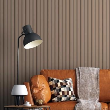 Imagem de Papel de Parede Adesivo Impermeável Ripas de Madeira Ripado Nude Rolo De 10M Prova Dagua