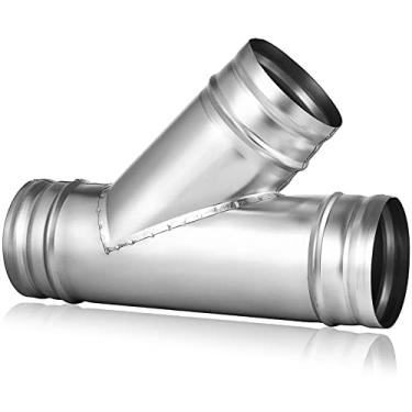 Imagem de Tatuo Divisor de dutos de 10 cm conector de mangueira de duto de 3 vias de metal 45 graus em forma de Y conector de duto de 10 cm para exaustor de secador, mangueira de ventilação dividida, saída de admissão para aplicações de cozinha e banheiro