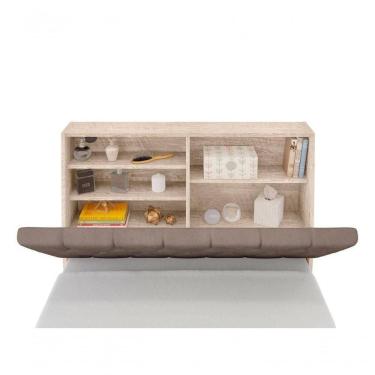 Imagem de Cabeceira Box Solteiro Isis Amarula Com Capitonê Bege Escuro