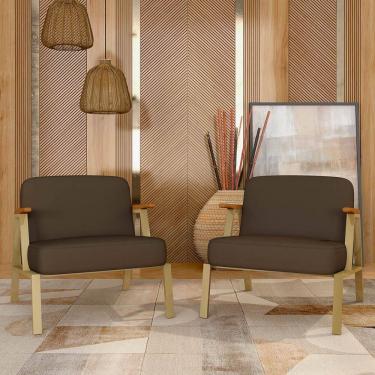 Imagem de Kit 2 Poltronas Coimbra Estilo Industrial Dourado/cinam/marrom - M.a