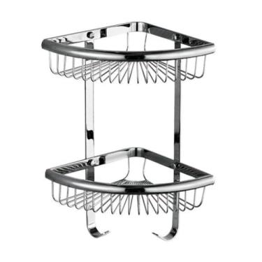 Imagem de Conjunto de acessórios de banheiro prateado - Suporte para papel higiênico, saboneteira e toalha | Prateleira de canto de 5 peças e 2 camadas