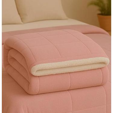 Imagem de Edredom Queen & Cobredom Casal - Kit Aconchegante com Forro Sherpa e Estampas Exclusivas para Inverno(rose)
