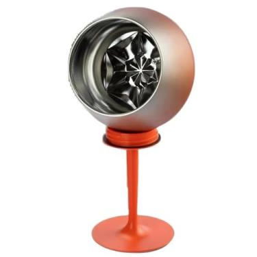 Imagem de Taça Térmica Prismática Aço Inoxidável 410ml, Copo e Taça 2 em 1 com Haste Removível, Parede Dupla com Isolamento a Vácuo, Vinho, Gin, Base de Silicone Não Arranhar, Lava-Louça, Marca ATM (Laranja)