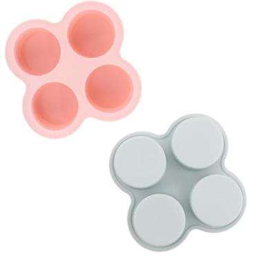 Imagem de Forma de ovo de fritadeira de ar reutilizável de silicone, assadeira antiaderente de 4 cavidades com pincel de óleo, formas de muffin de silicone Copos de muffin para assar (2 packs)