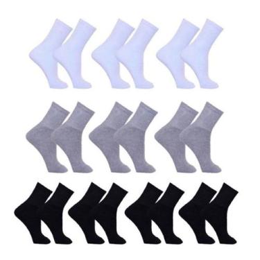 Imagem de Kit 10 Pares de Meias Masculina Sport Cano Médio - Polo Basic, Colorid