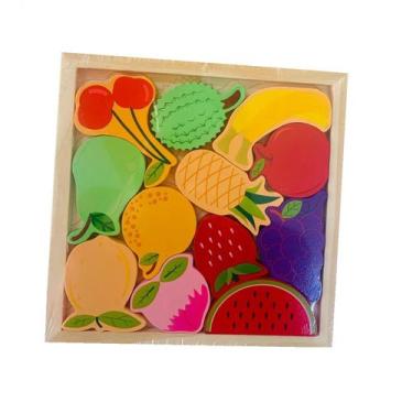 Imagem de Brinquedo Pedagogico Madeira Colecione E Encaixe Frutas - Toy Mix