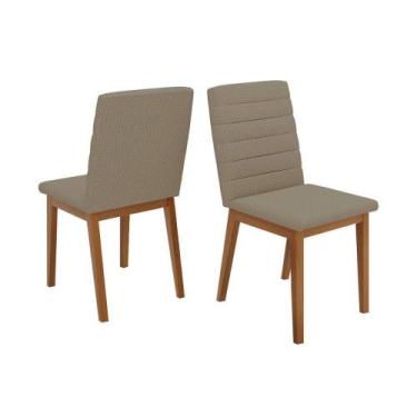 Imagem de Cadeira Sala de Jantar Sofia Madeira Kit 2 un Ipe/Linho Bege - DJ Móve