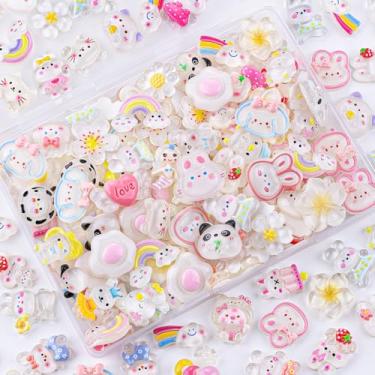 Imagem de 100 peças de pingentes de geleca branca sortidos lindos enfeites de geleia a granel, acessórios kawaii aleatórios, enfeites de resina para capas de telefone, grampos de cabelo, scrapbooking artesanato