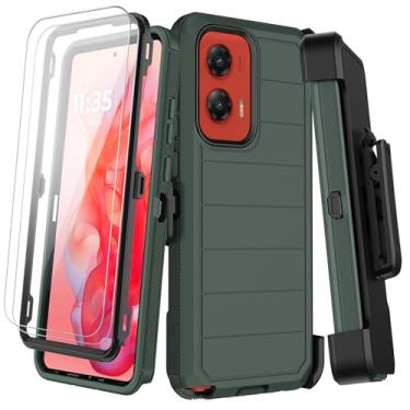 Imagem de KECAI Capa para Motorola Moto G Stylus 5G 2024 com coldre de clipe de cinto, 2 películas protetoras, à prova de choque, proteção contra quedas de grau militar, robusta, capa para celular com suporte