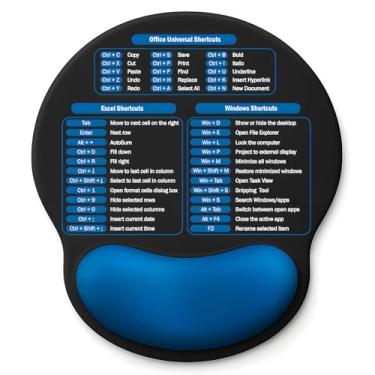 Imagem de Mouse pad com descanso de pulso - suporte ergonômico de espuma de memória, lençol pequeno e fofo Excel com atalhos para Windows e escritório, base de PU antiderrapante, para computador, mesa, laptop