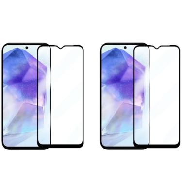 Imagem de 2 Películas de Vidro Temperado 3D Full Cover para Samsung Galaxy A55, Proteção Total da Tela, Anti-impacto, 9H, Transparente